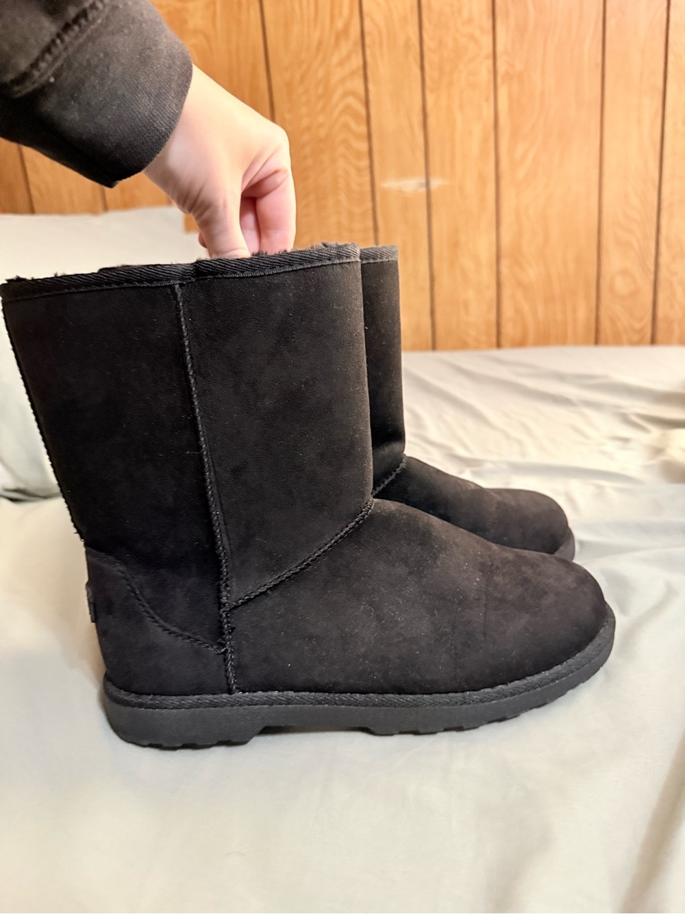 Women's Black Cozy Shearling-Lined Slip-On Boots